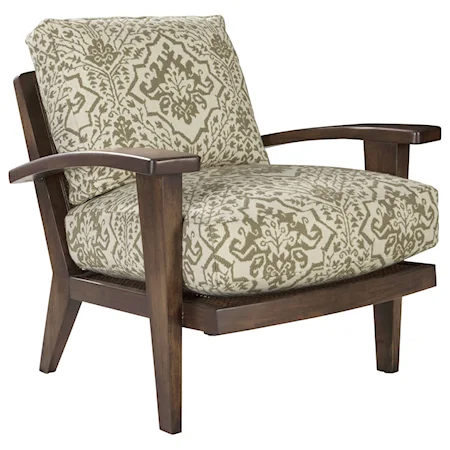 Hillcrest Wood Chair with Cane Back and Upholstered Seat